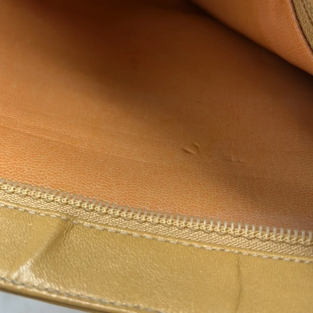 Morris Moskowitz MM Supreme Tan Leather Large Wristlet Zip Clutch Bag